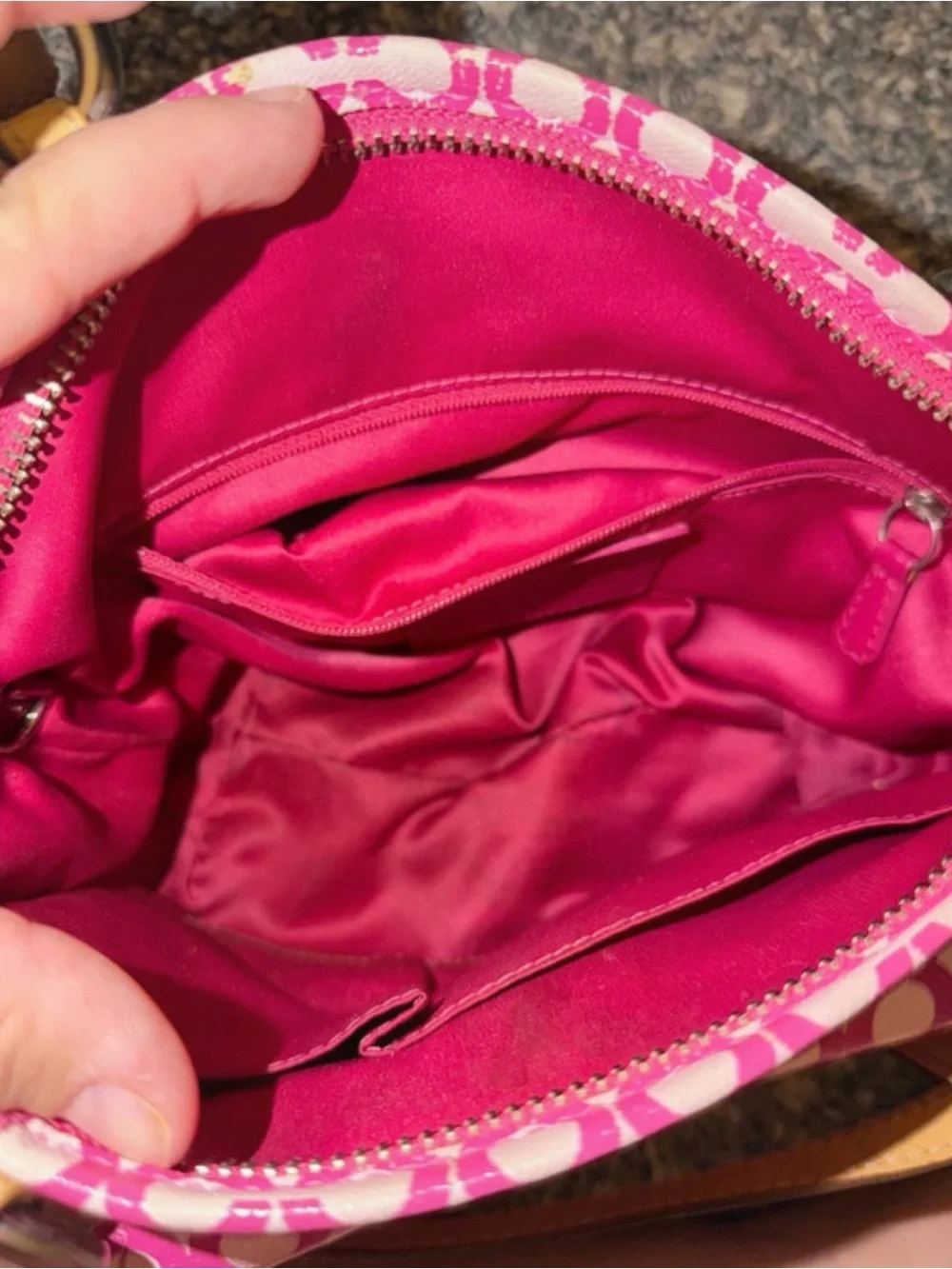 Coach Leah 13141 Pink Optic Art Coated Canvas Turnlock Shoulder Bag Y2K